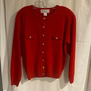 Milano Red Women's Cardigan with Gold Buttons
